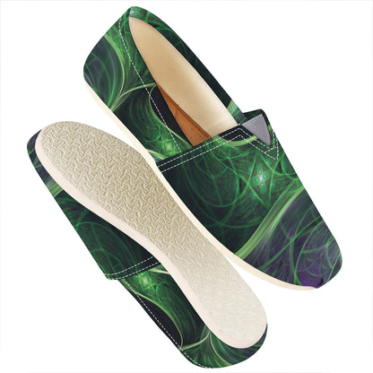 Green Fractal Print Casual Shoes