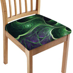 Green Fractal Print Chair Cushion Cover