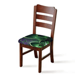 Green Fractal Print Chair Cushion Cover