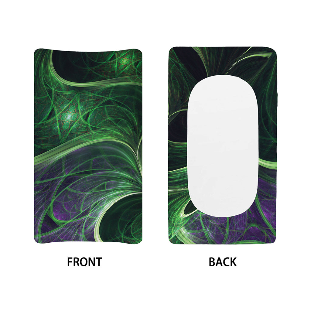 Green Fractal Print Changing Pad Cover