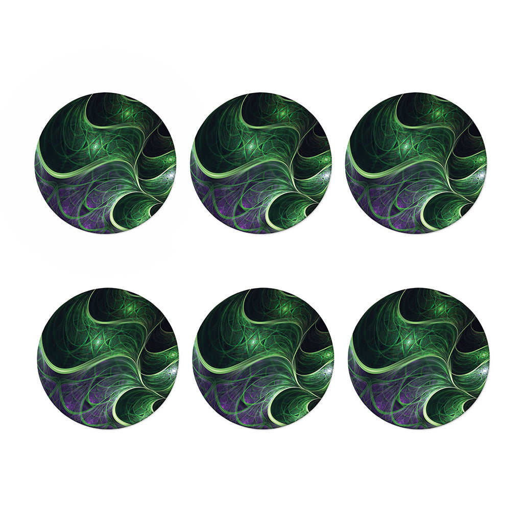 Green Fractal Print Coaster Set