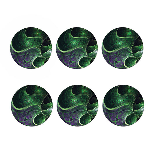 Green Fractal Print Coaster Set