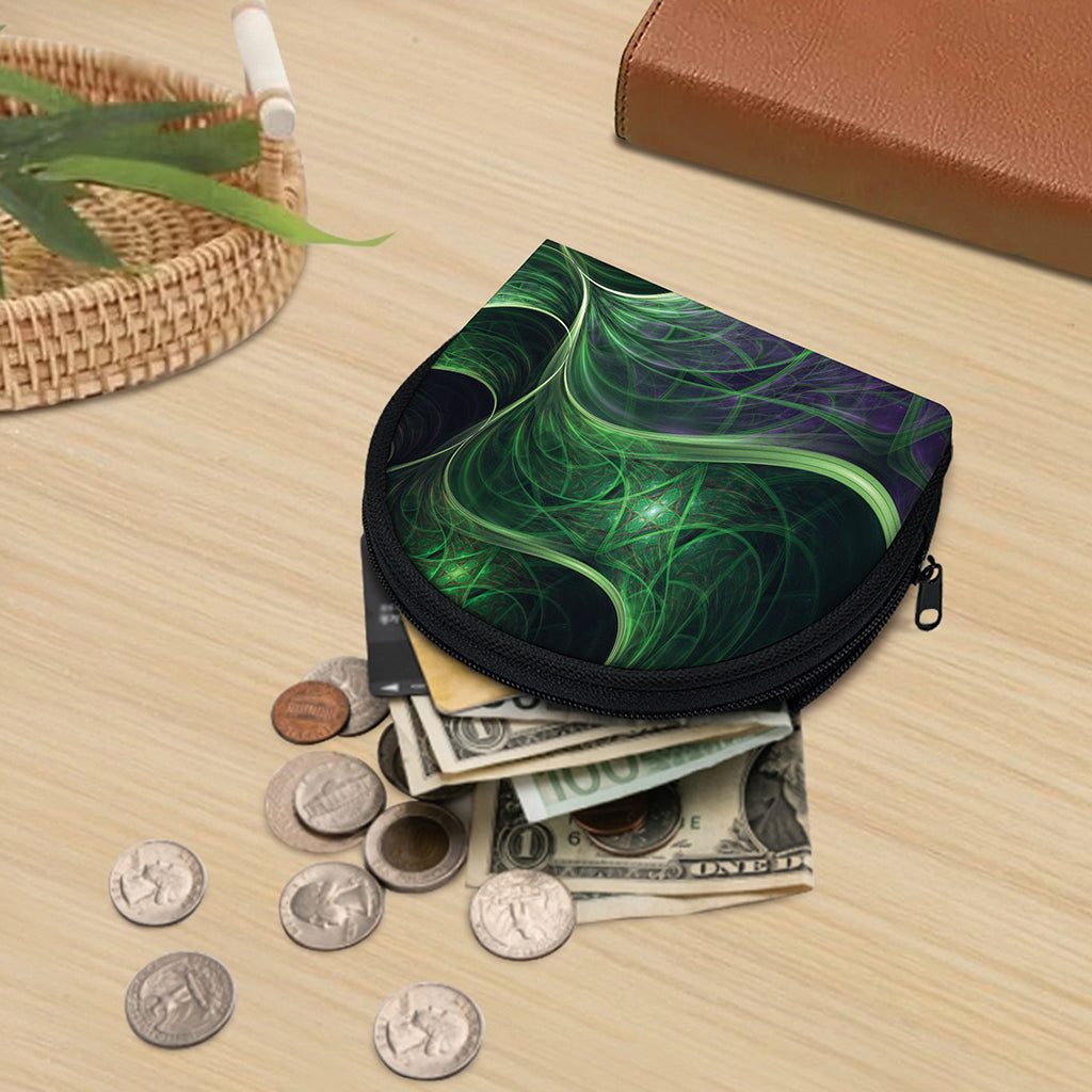 Green Fractal Print Coin Purse