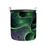Green Fractal Print Collapsible Laundry Basket