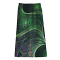 Green Fractal Print Cotton Front Slit Maxi Skirt