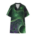 Green Fractal Print Cotton Hawaiian Shirt