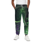 Green Fractal Print Cotton Pants