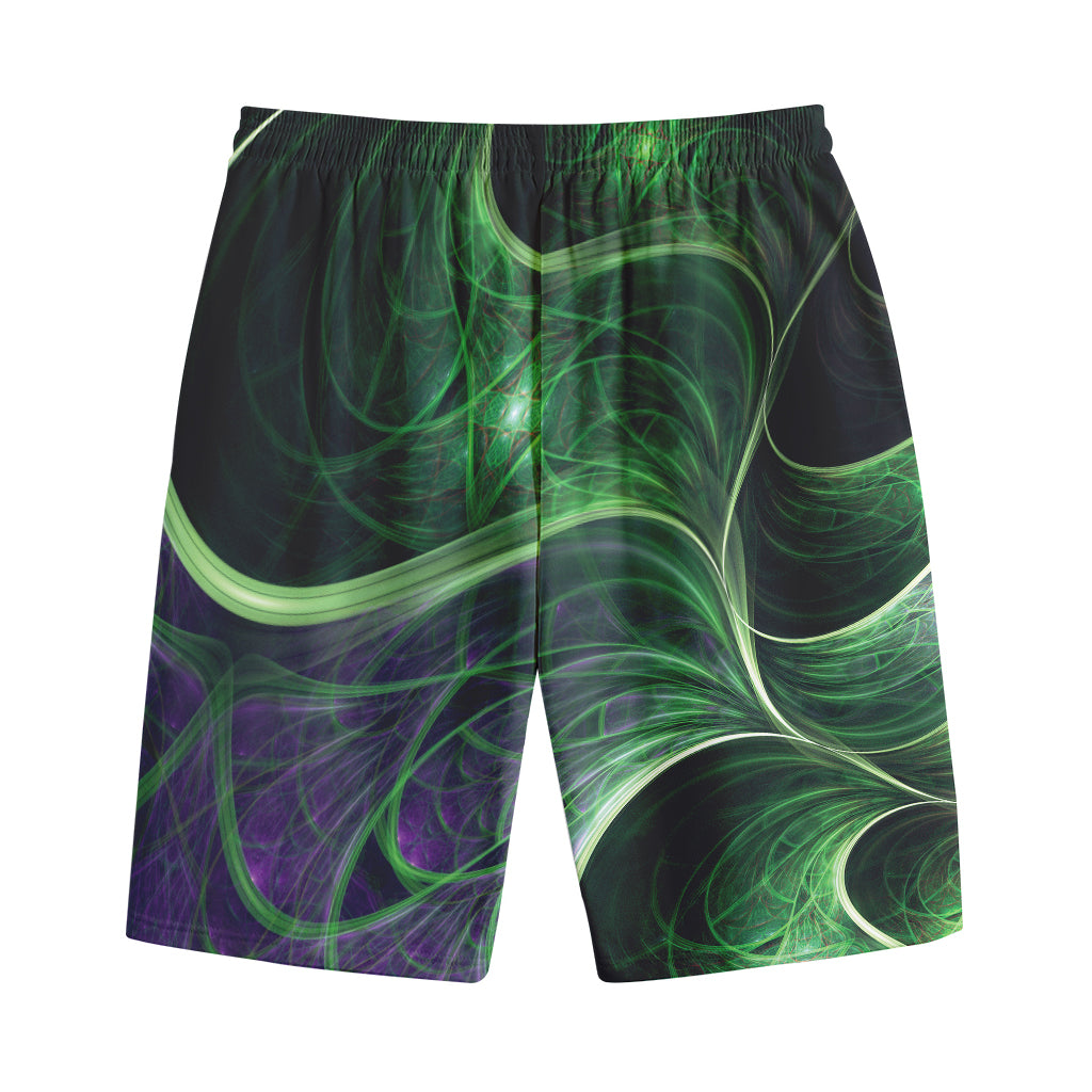 Green Fractal Print Cotton Shorts