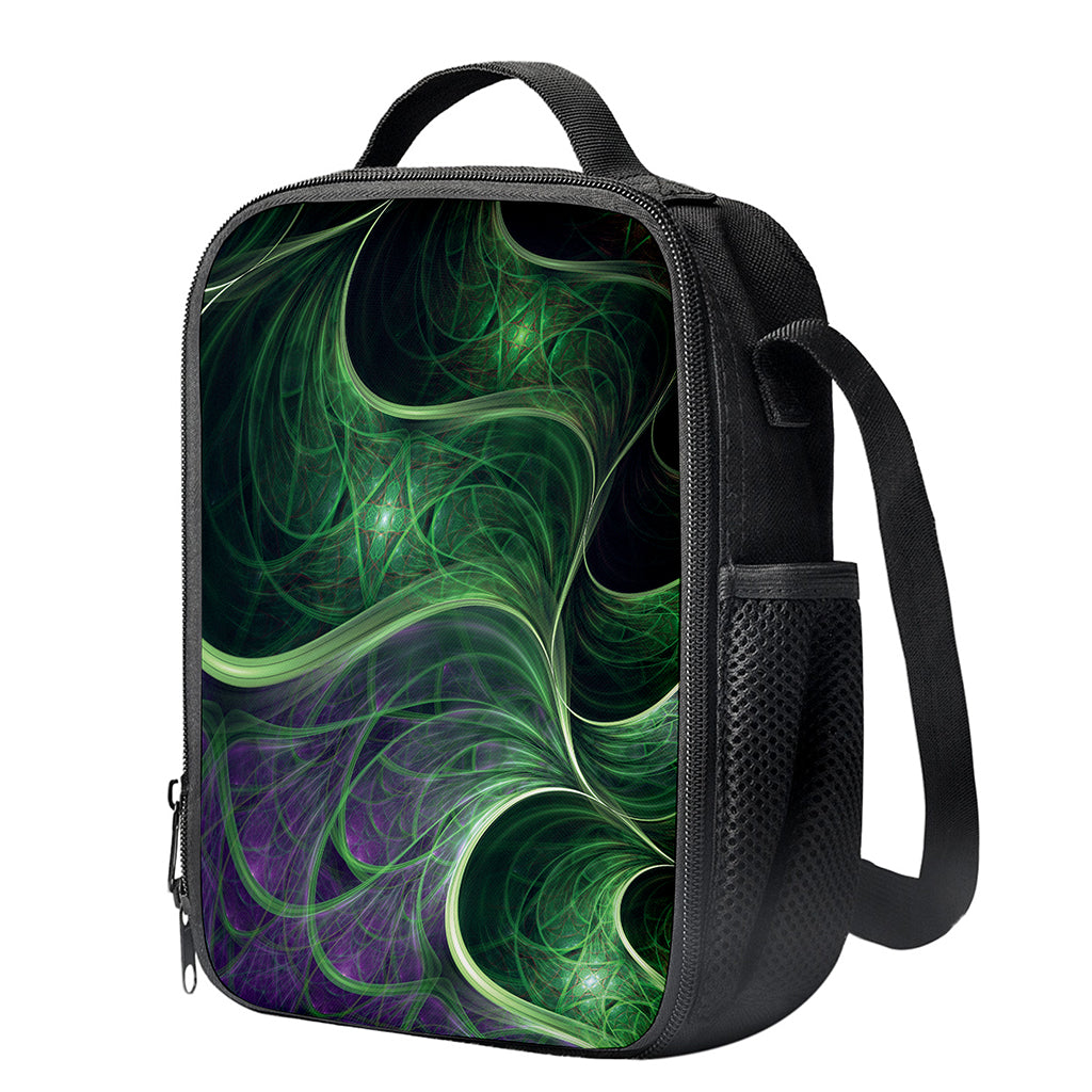 Green Fractal Print Crossbody Lunch Bag