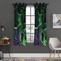 Green Fractal Print Grommet Curtain Panels