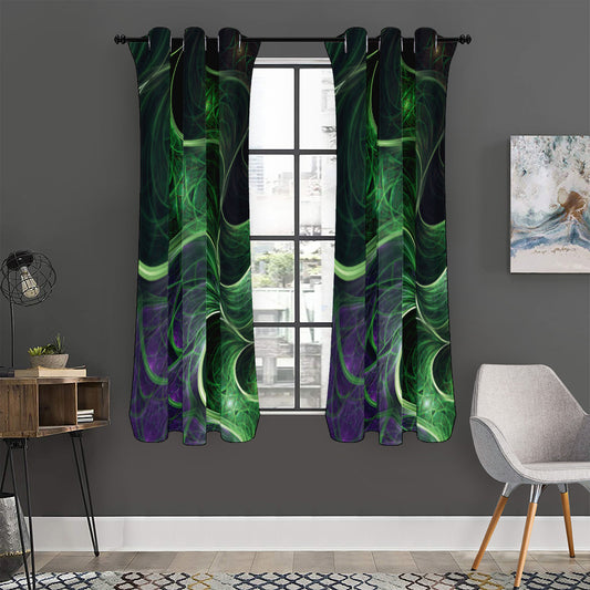 Green Fractal Print Curtain