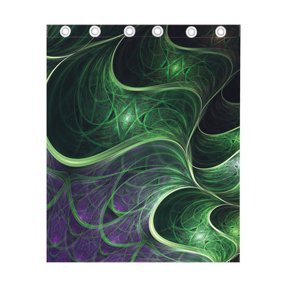 Green Fractal Print Curtain