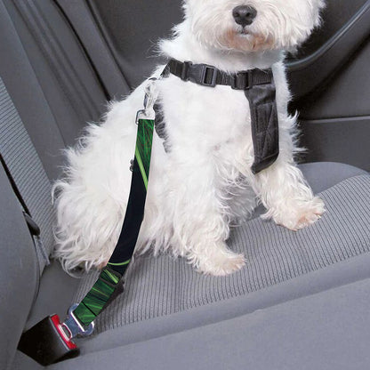 Green Fractal Print Dog Seat Belt