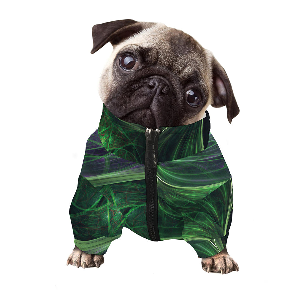 Green Fractal Print Dog Zip Up Jacket