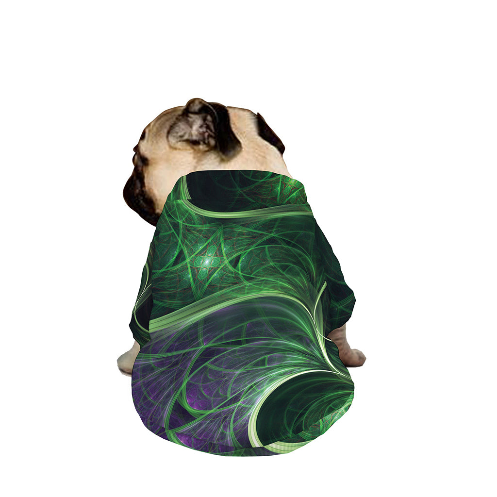 Green Fractal Print Dog Zip Up Jacket