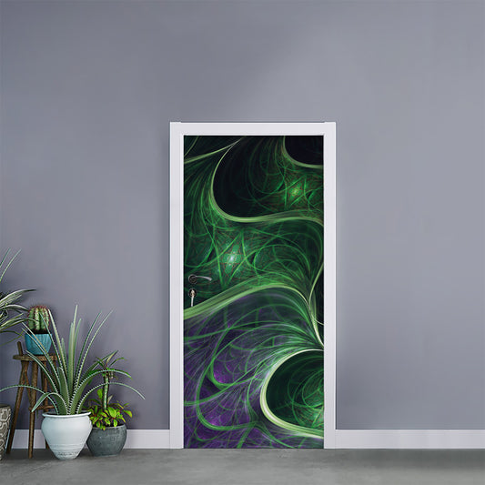 Green Fractal Print Door Sticker