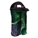 Green Fractal Print Double Neoprene Wine Tote