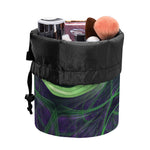 Green Fractal Print Drawstring Makeup Bag