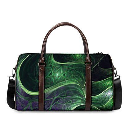 Green Fractal Print Duffle Bag