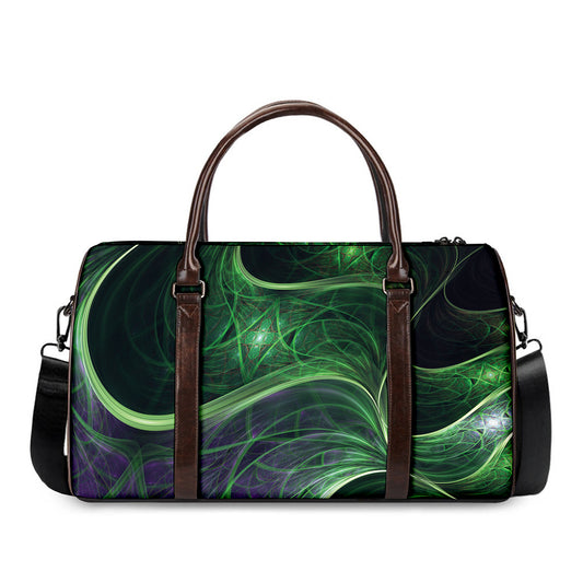 Green Fractal Print Duffle Bag