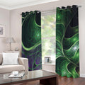Green Fractal Print Extra Wide Grommet Curtains