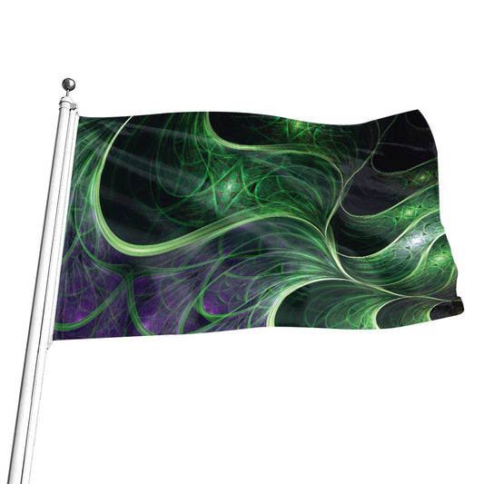Green Fractal Print Flag