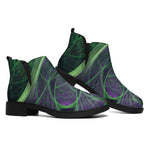 Green Fractal Print Flat Ankle Boots