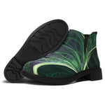 Green Fractal Print Flat Ankle Boots