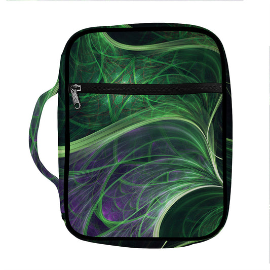 Green Fractal Print Front Pocket Bible Bag