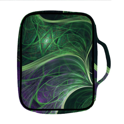 Green Fractal Print Front Pocket Bible Bag