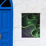 Green Fractal Print Garden Flag