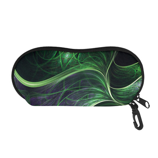Green Fractal Print Glasses Case