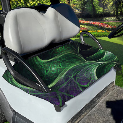 Green Fractal Print Golf Cart Seat Cover