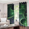 Green Fractal Print Grommet Curtains