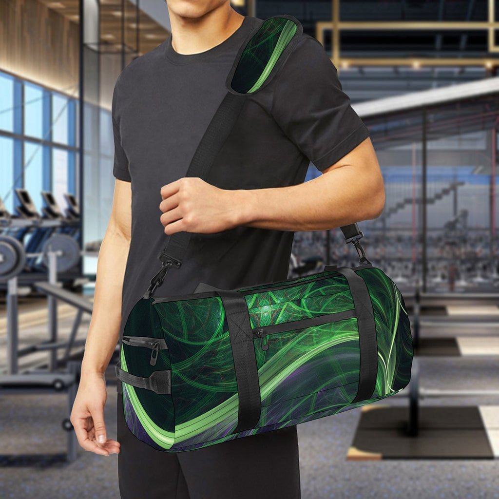 Green Fractal Print Gym Bag