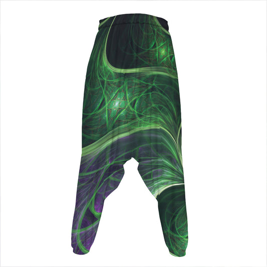 Green Fractal Print Hammer Pants