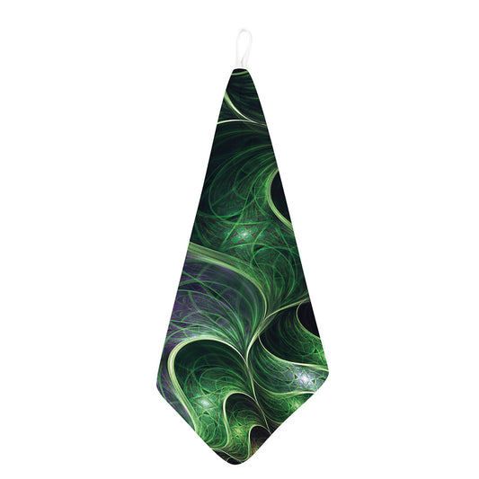 Green Fractal Print Hand Towel
