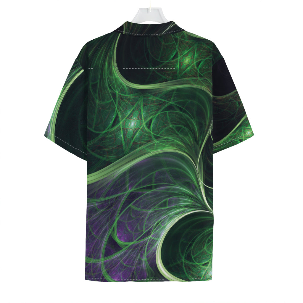Green Fractal Print Hawaiian Shirt