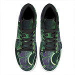Green Fractal Print High Top Leather Sneakers