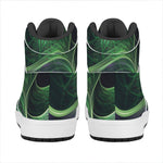 Green Fractal Print High Top Leather Sneakers