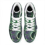 Green Fractal Print High Top Leather Sneakers