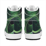 Green Fractal Print High Top Leather Sneakers