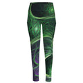 Green Fractal Print High-Waisted Pocket Leggings