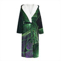 Green Fractal Print Hooded Bathrobe