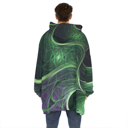 Green Fractal Print Hoodie Blanket