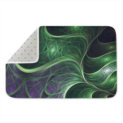 Green Fractal Print Indoor Door Mat