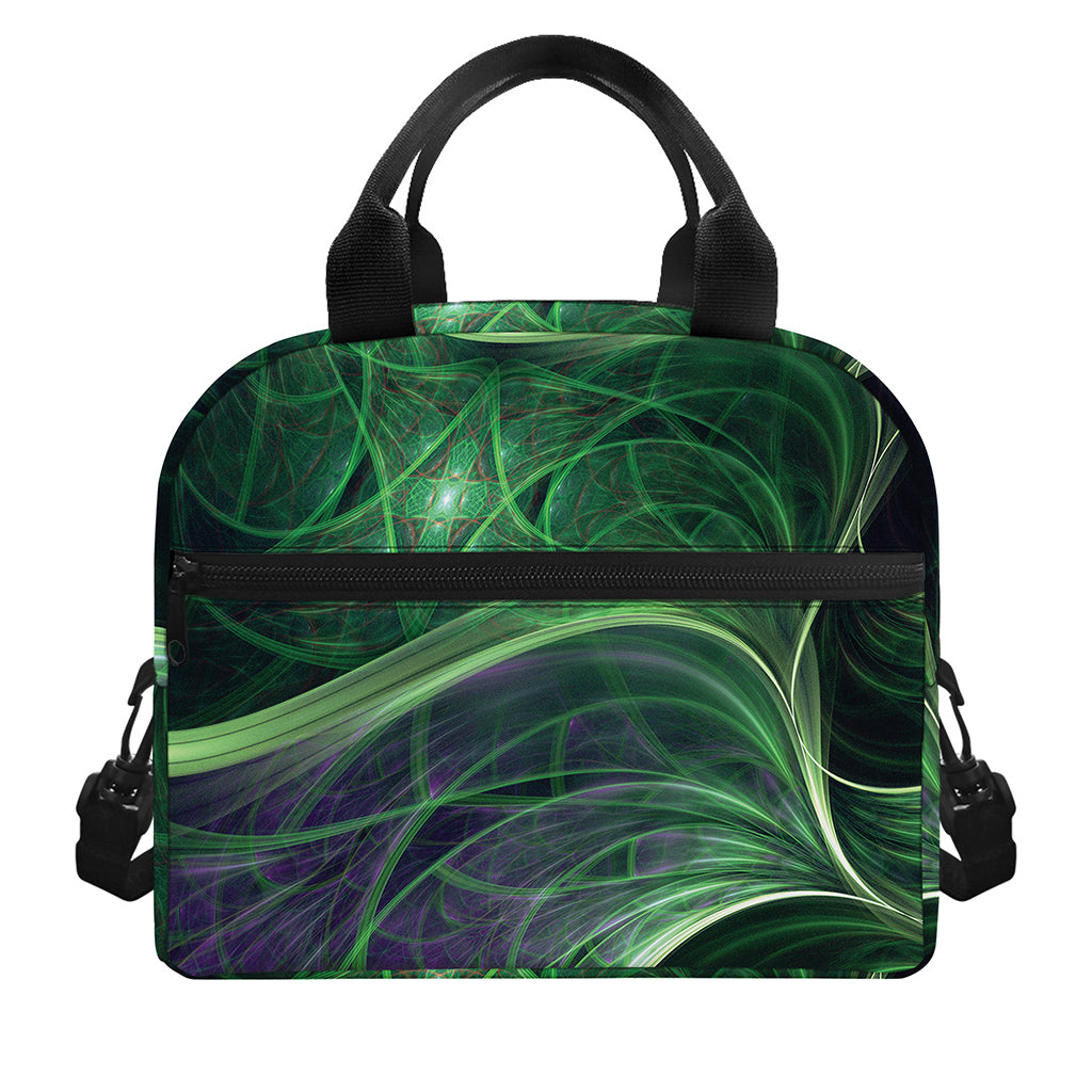 Green Fractal Print Insulated Lunch Bag