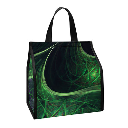 Green Fractal Print Insulated Lunch Tote