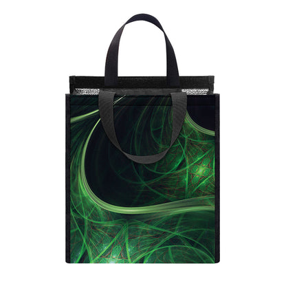Green Fractal Print Insulated Lunch Tote
