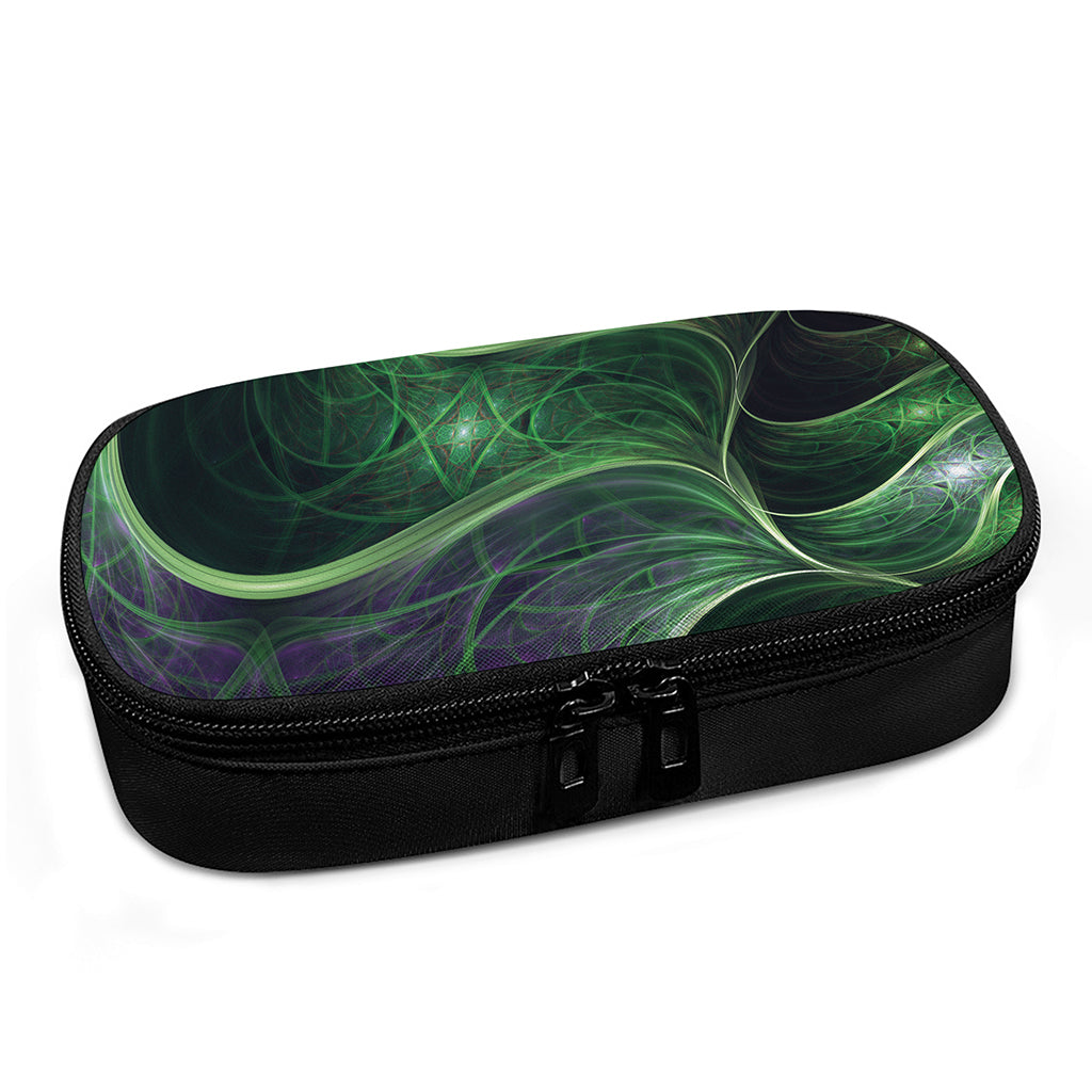 Green Fractal Print Insulin Cooler Travel Case
